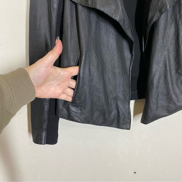 Vince Leather Drape Open Front Jacket Size XS - Picture 5 of 8